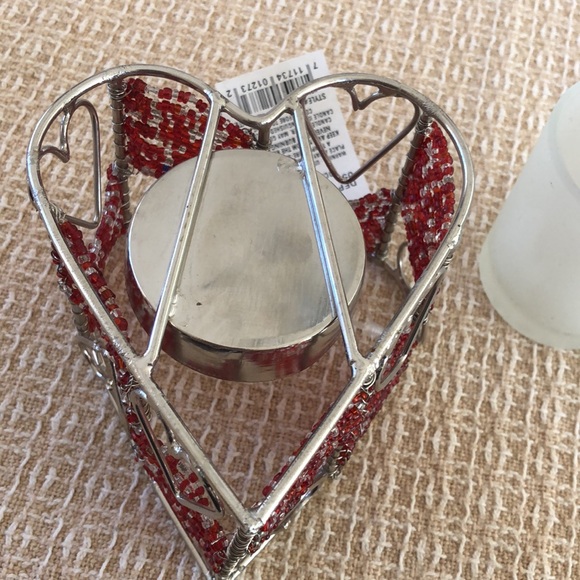 Heart Design Red Beaded Votive Candle Holder - Picture 6 of 16